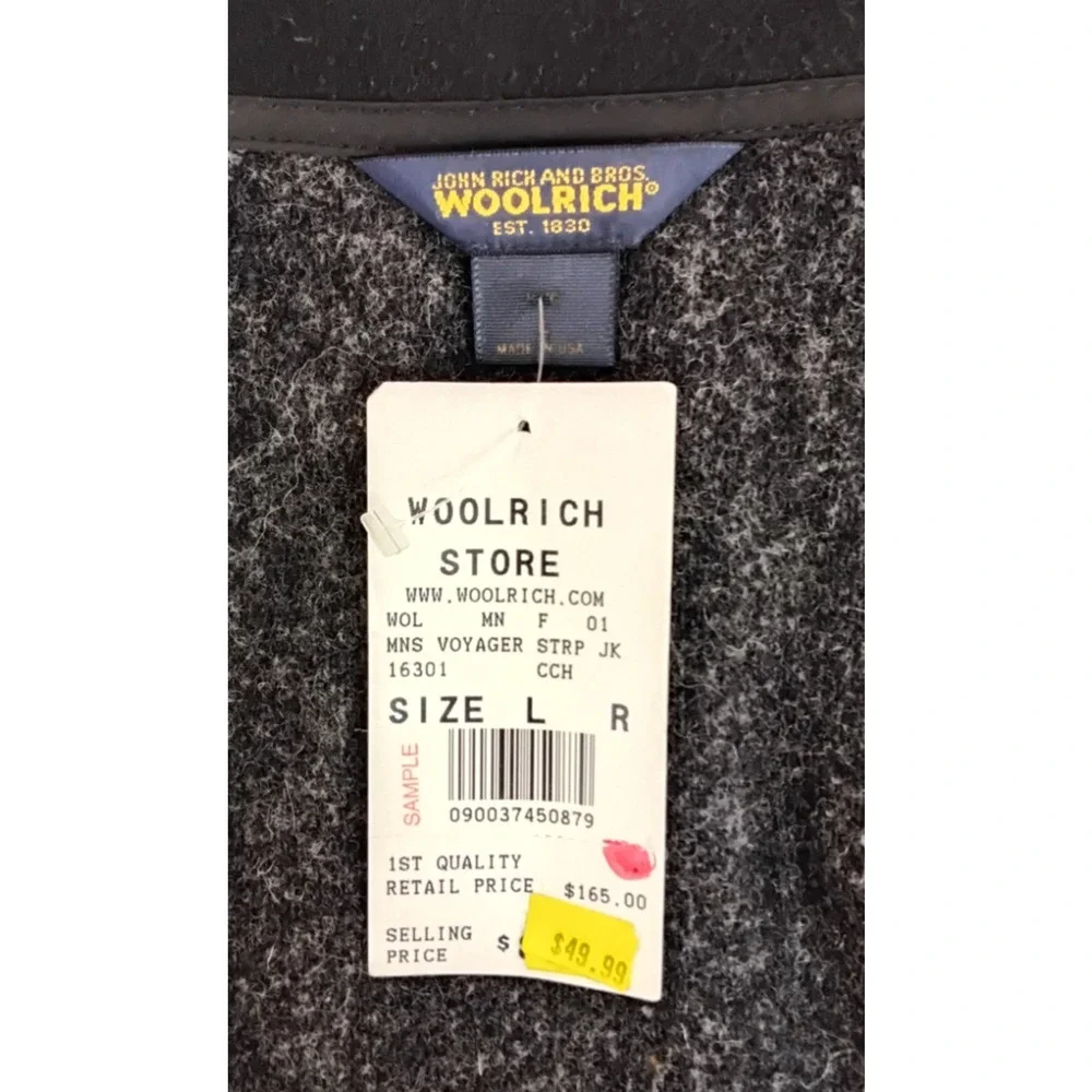 Woolrich Men's Voyager Jacket Large Stripe Grey/Red Full Zip NWT #Z5767
